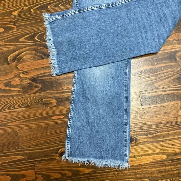 Madewell Light Blue Boot Cut Crop Jeans with Frayed Hem - Picture 7 of 9